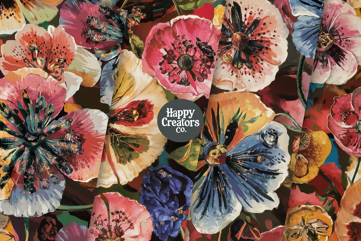 Pressed Flowers Digital Papers #1, a Pattern Graphic by Happy Creators Co. (Photo 5 of 7)