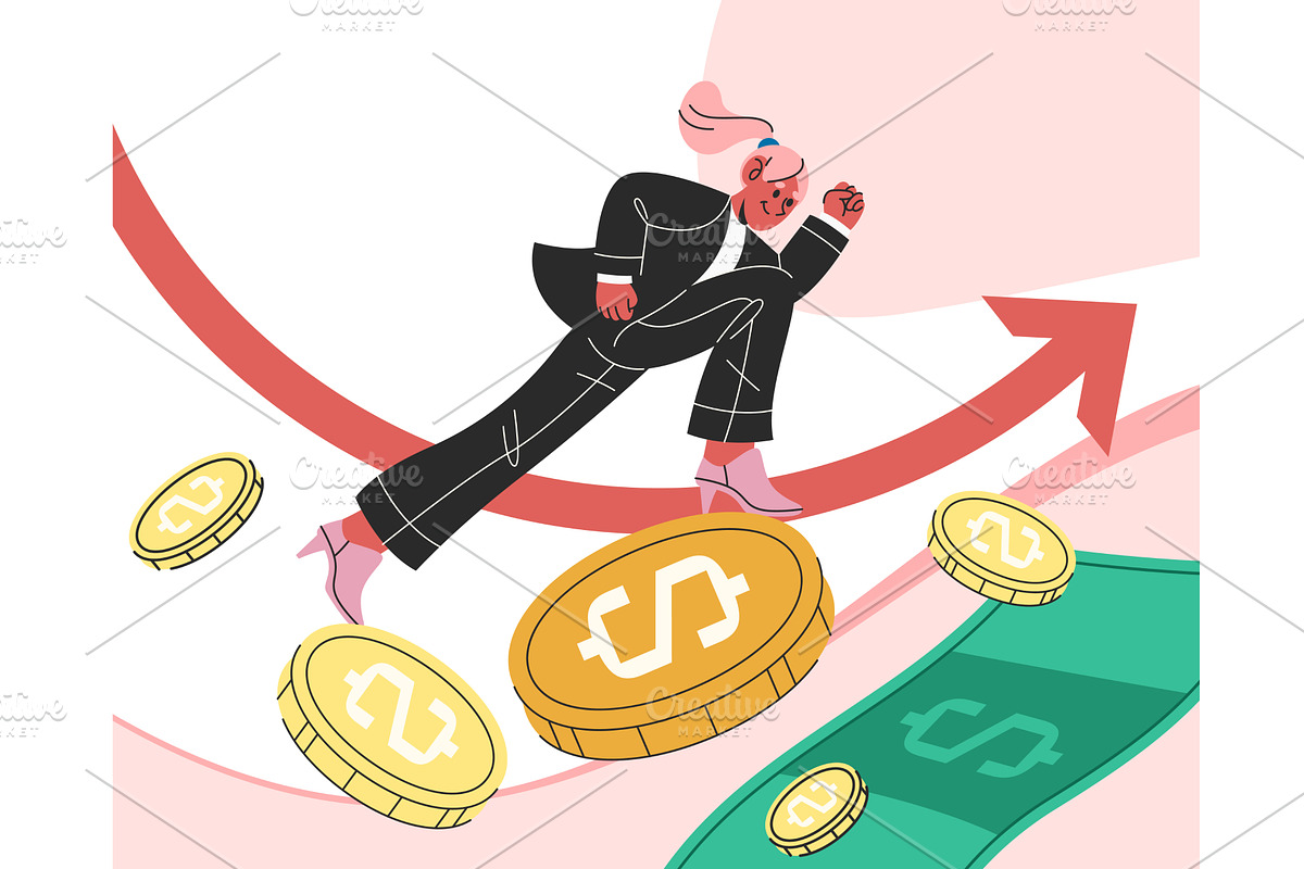 Women financial growth vector sign, a Finance Illustration by Elegant Solution