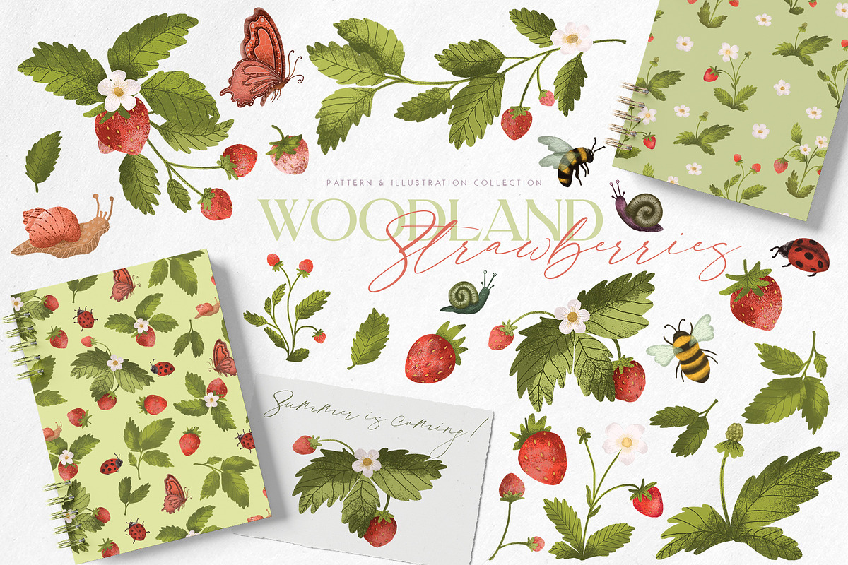 Woodland strawberry illustration, a Pattern Graphic by Yelloo Fish (Photo 1 of 10)