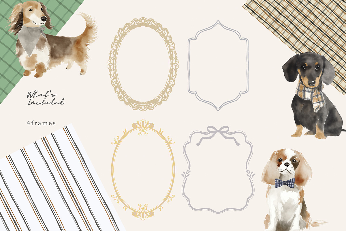 watercolor dog clipart collection, a Decorative Illustration by Patishop Art (Photo 7 of 9)