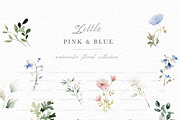 Pink and blue floral clipart, a Decorative Illustration by heyiamalice (Thumbnail 4 of 9)
