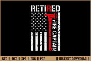 Retired Fire Captain SVG Cut File, an Illustration by Handy Arts Studio