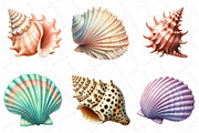 Watercolor Seashells Clipart, an Illustration by DreamPrint404 (Thumbnail 3 of 6)