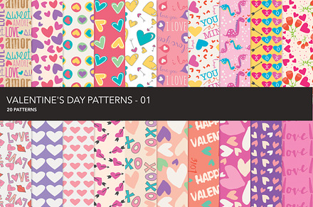 Valentine seamless patterns - 01