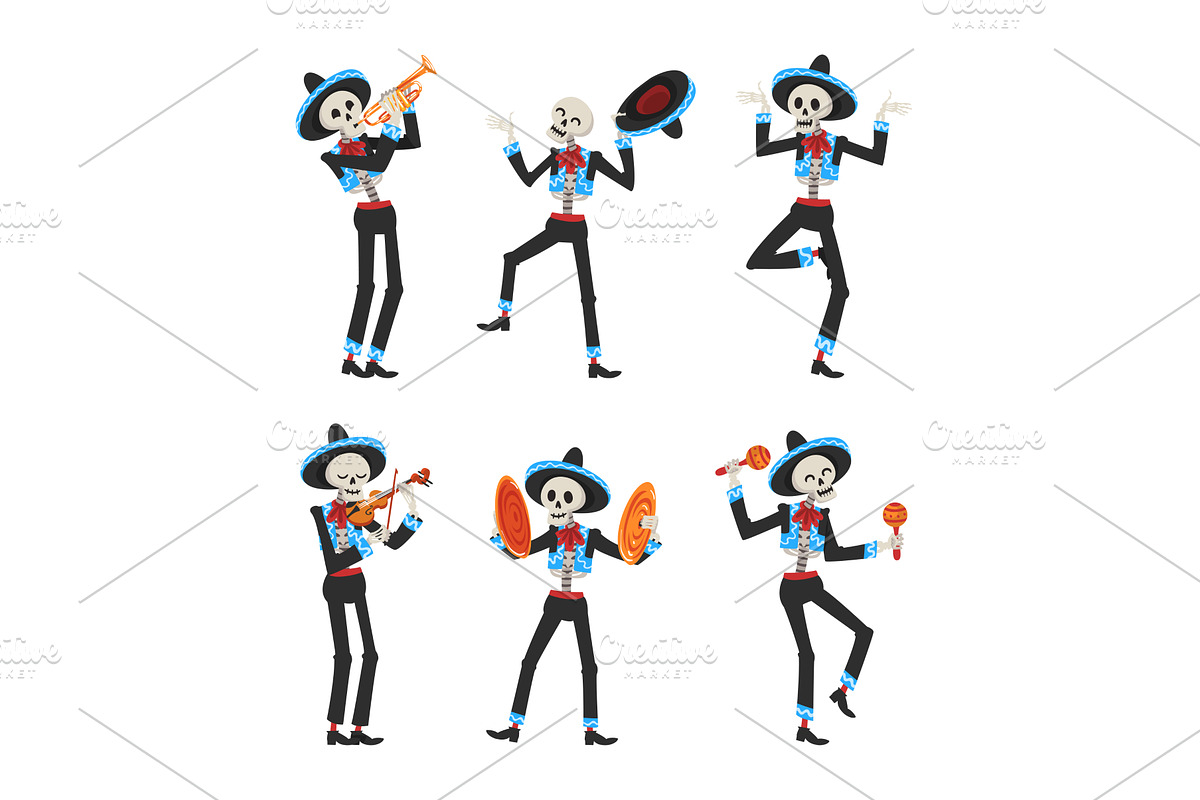 Mexican Skeleton in Sombrero Hat, an Object Illustration by TopVectors