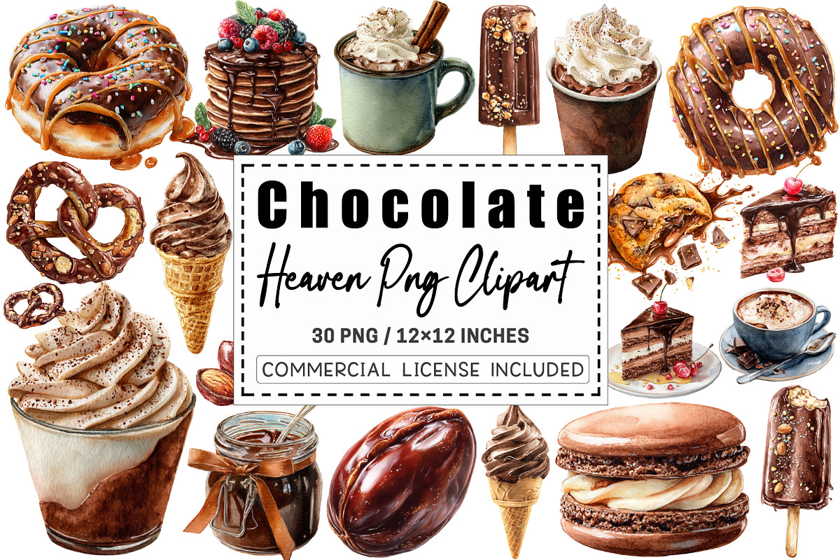 Watercolor Chocolate Heaven Clipart, a Graphic by CitraGraphics (Photo 1 of 4)