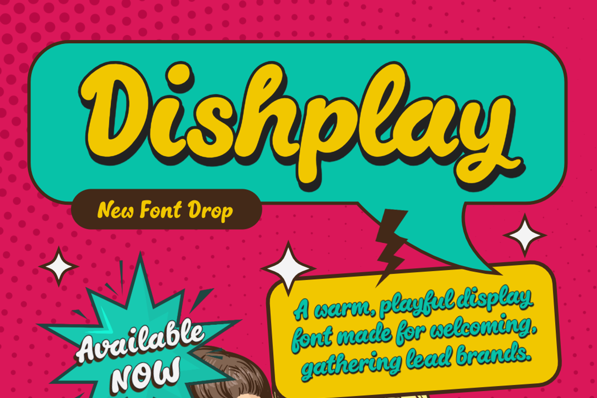 YJ Dishplay – Playful Display Font, a Handwritten Font by YENTY JAP CO (Photo 2 of 7)