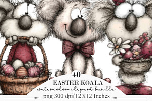 Whimsical Easter Koala Clipart, an Illustration by Designking