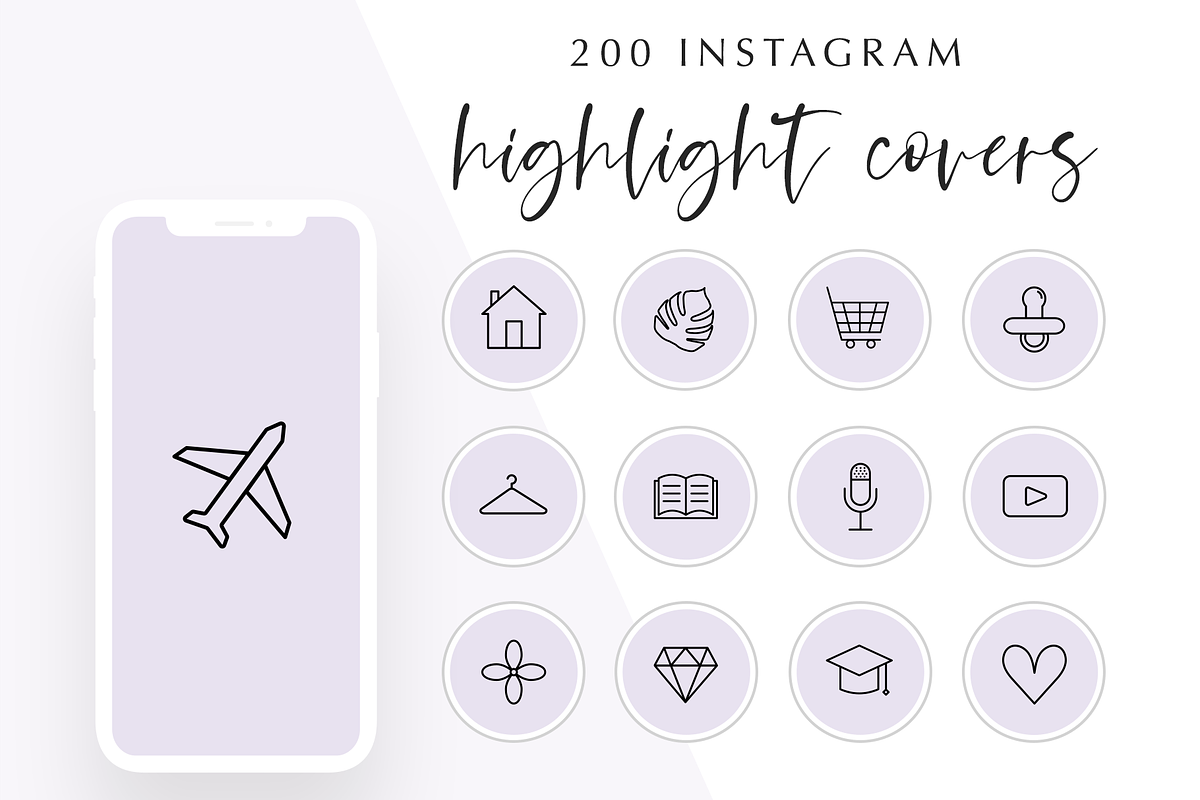200 Instagram Story Highlight Covers, a Social Media Template by Blog&Glow (Photo 1 of 4)