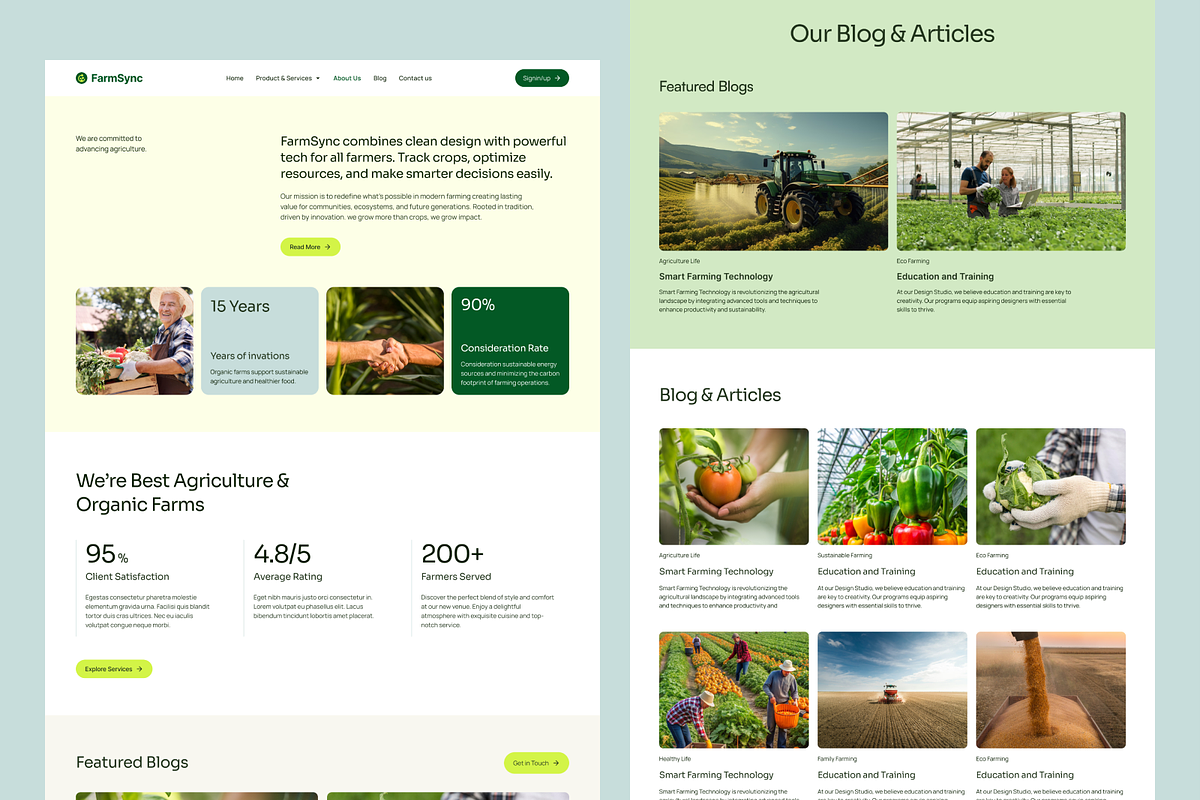 Agriculture Website Design, an UI Kit Template by Ahmed Rubel (Photo 3 of 4)