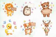 Watercolor Animal Holding A Sign Png, an Illustration by Creative Art (Thumbnail 5 of 10)