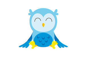 A blue owl sits on a white, an Illustration by the8monkey