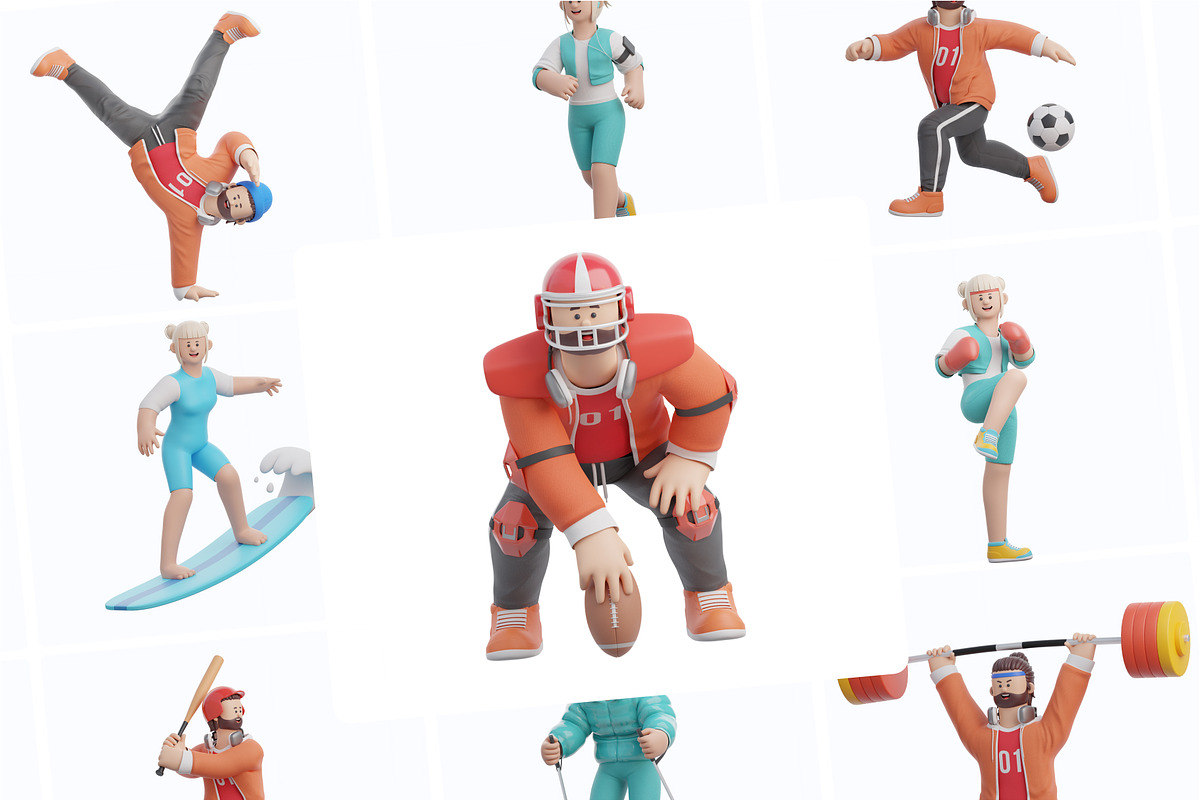 3D Character Sports Pack, a Characters & Person 3D Model by orenjidesign (Photo 7 of 7)