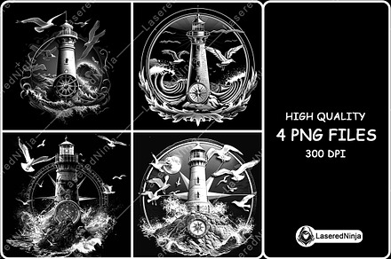 Lighthouse Compass Flying Seagulls, a Background Graphic by LaseredNinja
