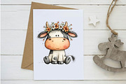 Whimsical Spring Cow Clipart, an Illustration by Design Market (Thumbnail 3 of 4)