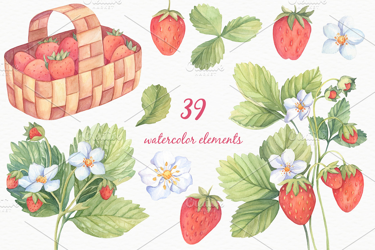 Sweet Watercolor Strawberry, a Decorative Illustration by Irina Diasli (Photo 3 of 7)