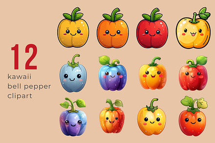 Kawaii cute bell pepper clipart