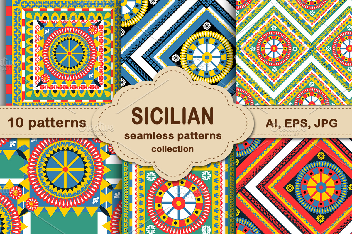 Sicilian carretto siciliano pattern, a Pattern Graphic by Lucia Fox (Photo 1 of 2)