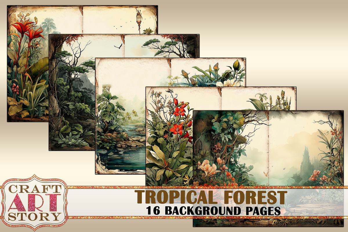 Tropical forest Blank background, a Seasonal Illustration by CraftArtStory (Photo 3 of 4)