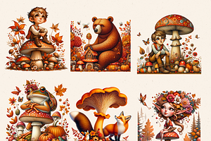 FOLK AUTUMN FAIRY FOREST CLIPART