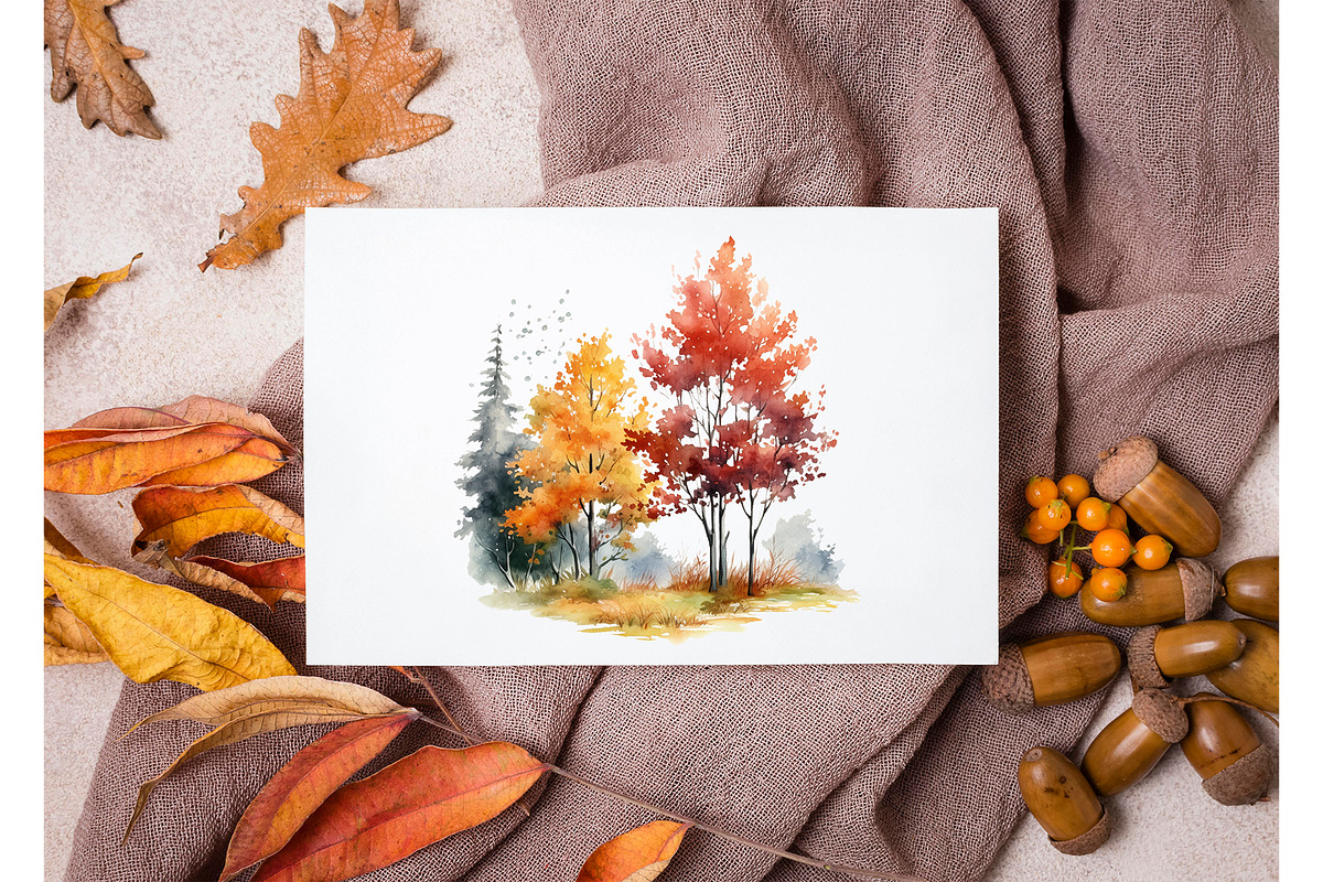 Watercolor digital tree clipart png, an Object Graphic by KomtsyanTatyanaArt (Photo 7 of 7)