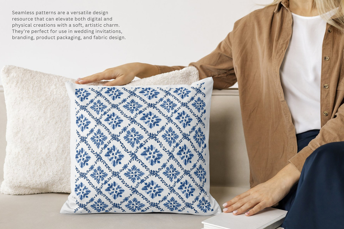 blue tile seamless pattern, a Pattern Graphic by Pink Studio Art (Photo 5 of 5)