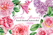 Garden Flowers hand drawn watercolor, a Decorative Illustration by Hanna Hryharenka (Thumbnail 1 of 16)