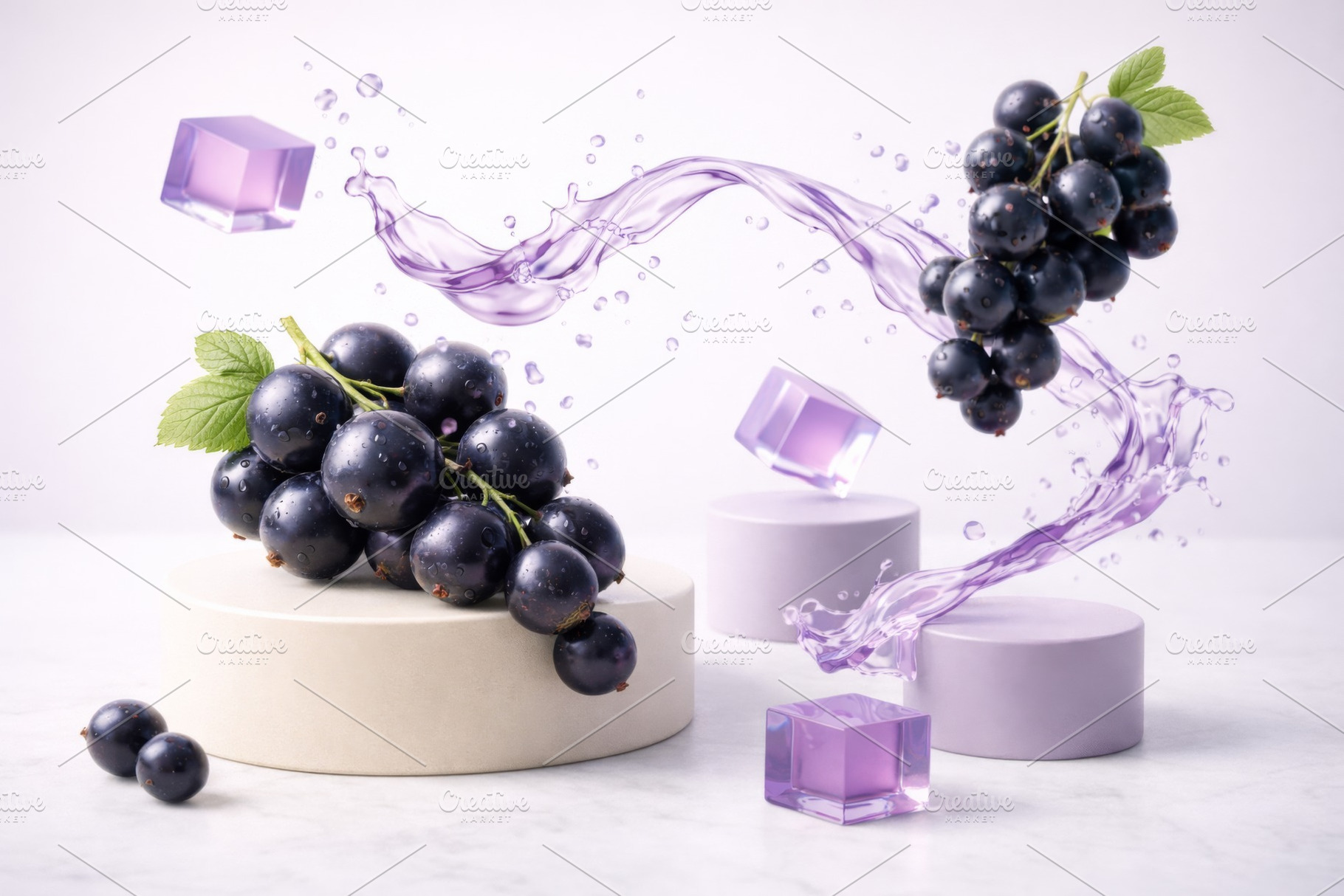 Black currant berries with flowing j, a Photo by Dvoevnore photos
