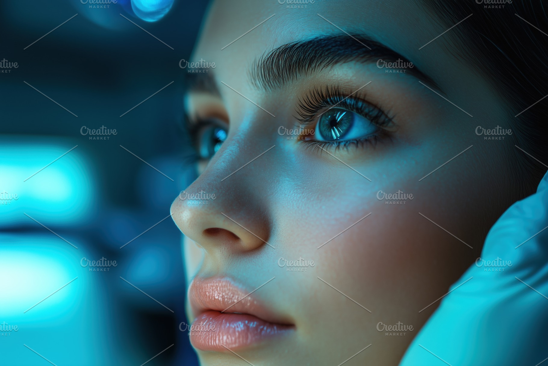 A close-up portrait of a young woman esthetic technologist with striking featur, a Person Photo by Textures & Backgrounds
