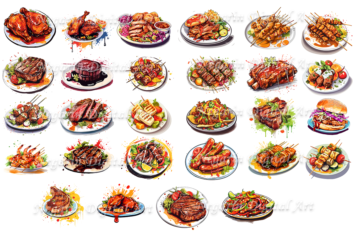 Watercolor Kebab and Grills Food, an Object Graphic by Negarin Digital Art (Photo 3 of 9)