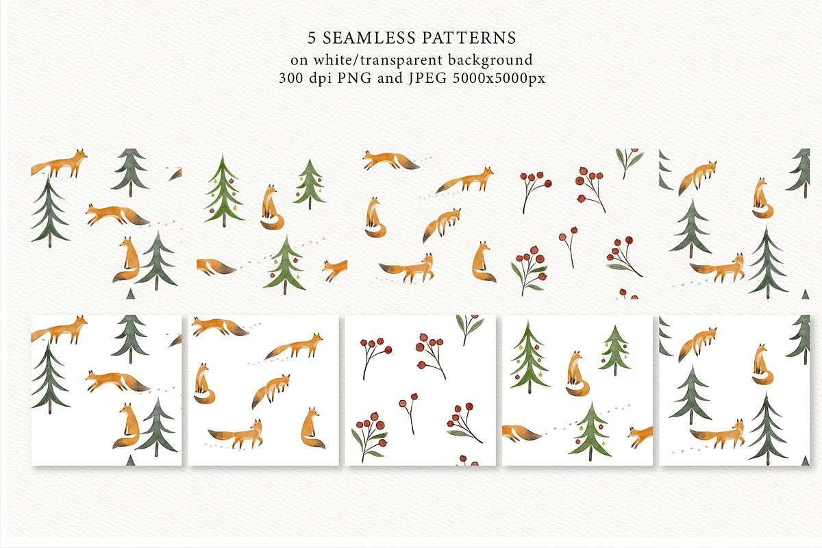 Watercolor cute winter foxes, an Animal Illustration by Garden in frame (Photo 7 of 8)