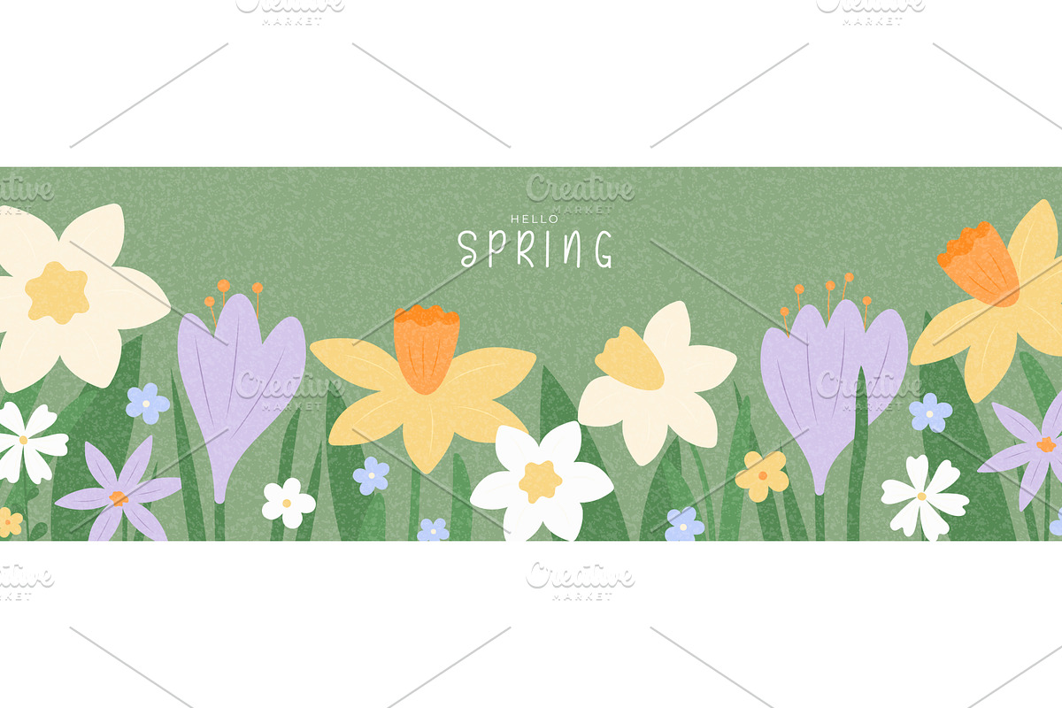 Hello Spring horizontal banner, an Object Illustration by Andrey Yaroslavtsev