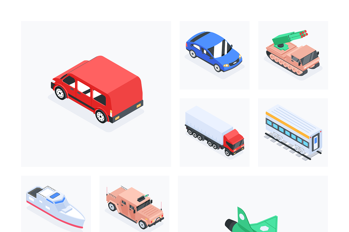 Isometric Transportation Icons, a Duotone Icon by Vectors Market (Photo 7 of 9)