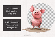 Quirky Pig clipart, an Animal Illustration by PaintPixelCo (Thumbnail 2 of 9)
