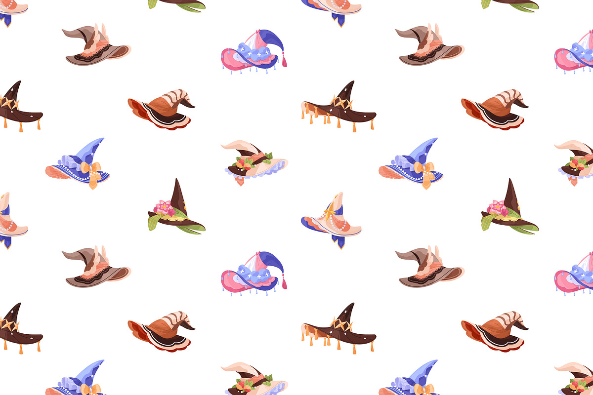 Witch, wizard hats set + patterns, an Object Illustration by PaperTrident (Photo 18 of 20)