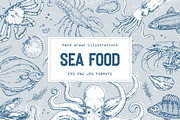 Hand drawn illustrations of sea food, an Illustration by Evgeniia Lanskikh (Thumbnail 1 of 5)