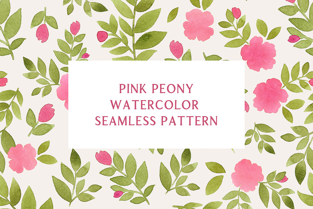 Pink Peony Flower Watercolor Pattern, a Pattern Graphic by Minna May Design (Photo 1 of 2)