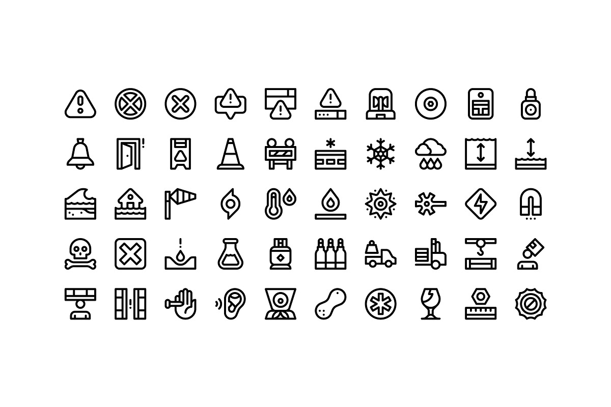 50 Alerts and Warnings Icons, an Outline Icon by Side Project (Photo 2 of 8)