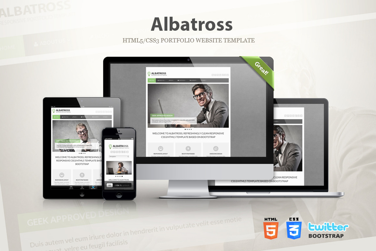 Albatross HTML template (Bootstrap), a Websites & App Template by Jinson (Photo 1 of 5)