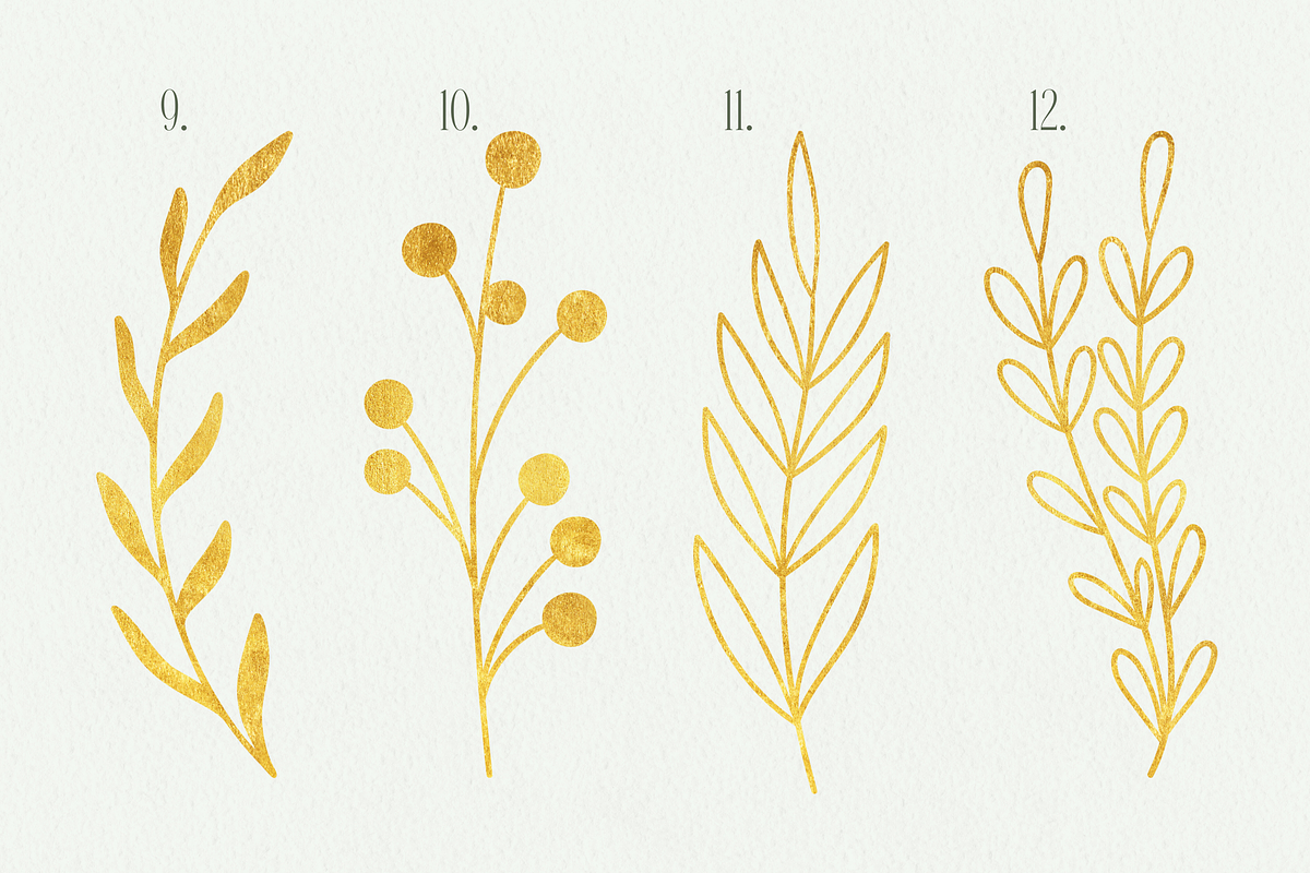 Gold Glitter Leaves Clipart, a Decorative Illustration by Minky Moo Creations (Photo 4 of 17)