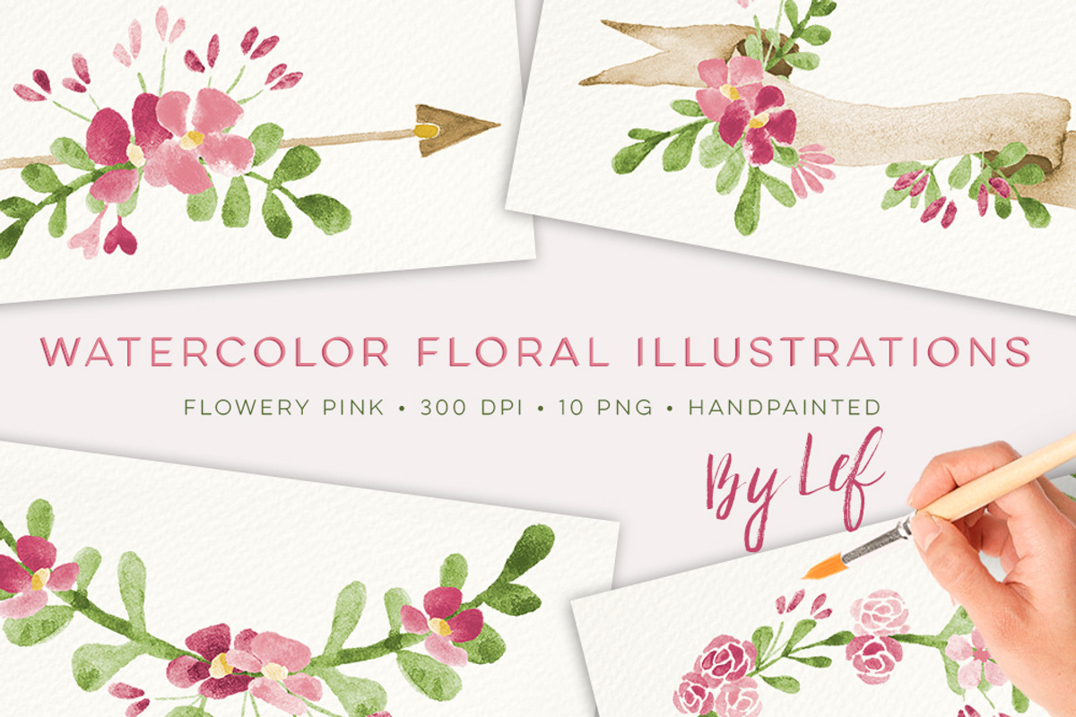 Floral Watercolour Graphics, an Illustration by By Lef (Photo 1 of 2)