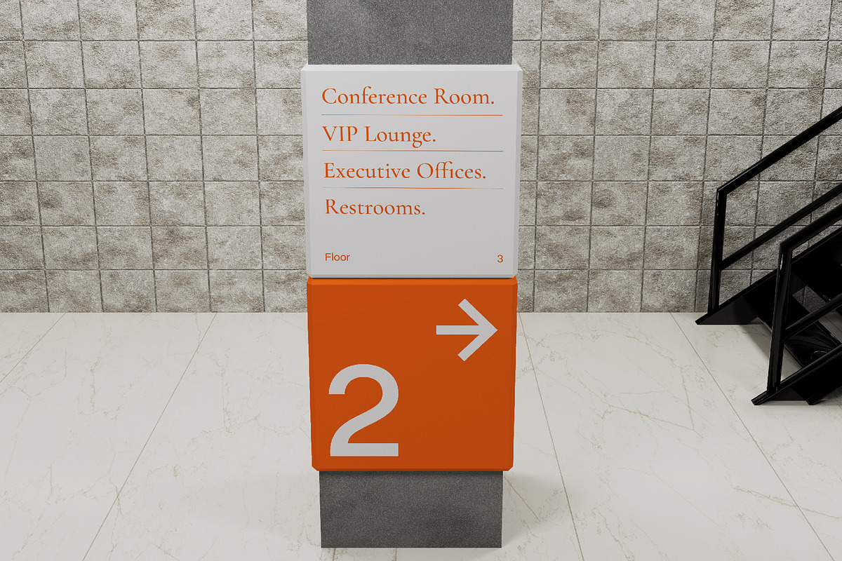 Pole Sign Wayfinding Mockup, an Advertising Mockup by herutage (Photo 3 of 4)