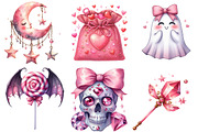 Charm Pink Halloween Clipart, an Illustration by Watercolor design (Thumbnail 3 of 4)
