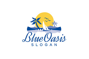 Blue Oasis Logo Tropical Resort, a Branding & Logo Template by brandphant