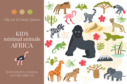 Kids Minimal Animals. Africa