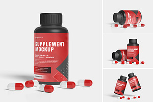 Supplement Bottle Packaging Mockup.