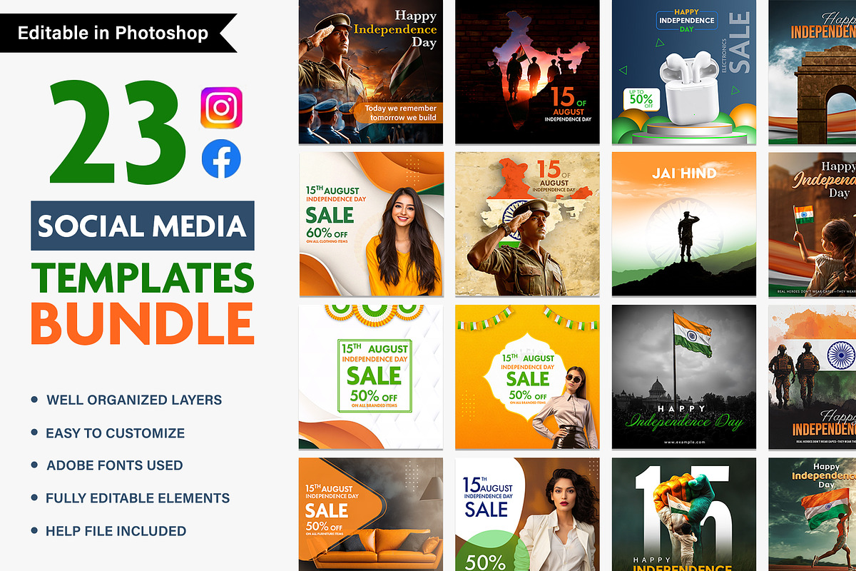 Independence Day PSD Post Bundle, a Social Media Template by Allies Interactive (Photo 1 of 3)