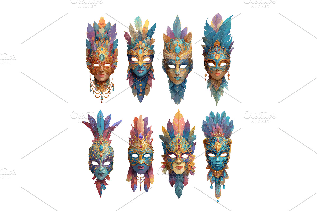 Venetian carnival masks cartoon, an Object Illustration by Onyx