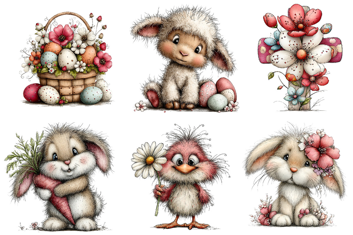 Whimsical Easter Clipart Bundle, an Illustration by Dream Creation (Photo 3 of 6)