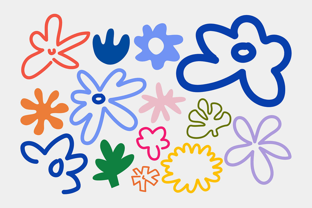 Groovy Shapes & Doodle Flowers, a Decorative Illustration by Luamor (Photo 3 of 12)
